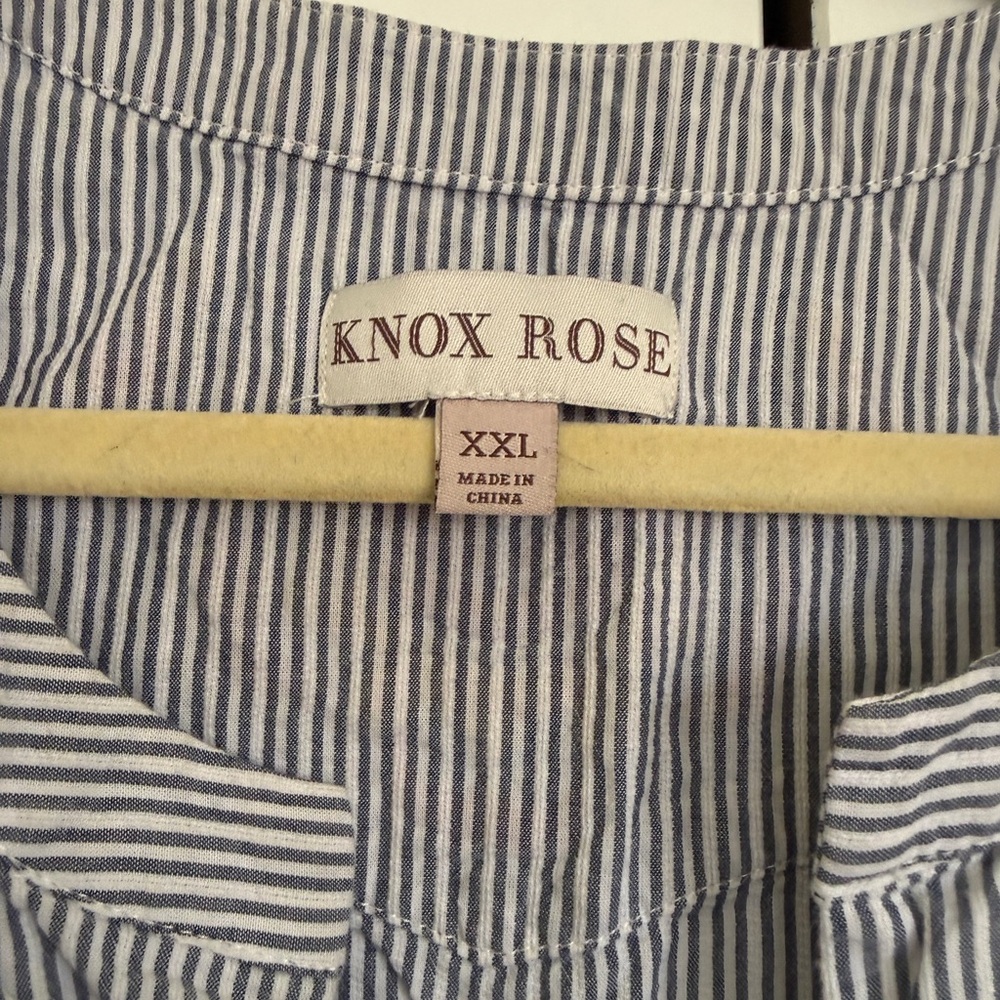 Knox Rose Blue and White Striped Embroidered Women's Mini Dress XXL - Picture 4 of 5